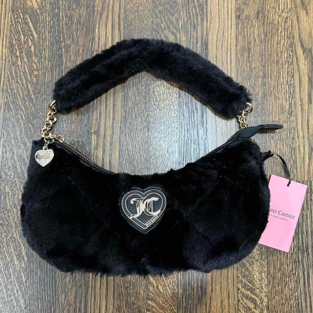 juicy couture βletβs get cozyβ shoulder bag in black liquorice (NWT)